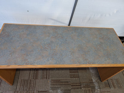 Wooden Office Table with Faux-Stone Top, 60" (W) x 24" (D) x 29" (H)